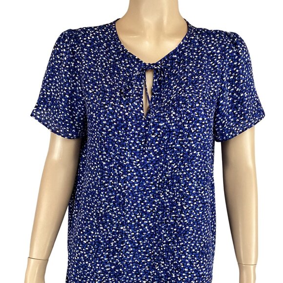Carolina Belle Top Small Womens Blue Abstract Print Short Sleeve - Picture 8 of 8